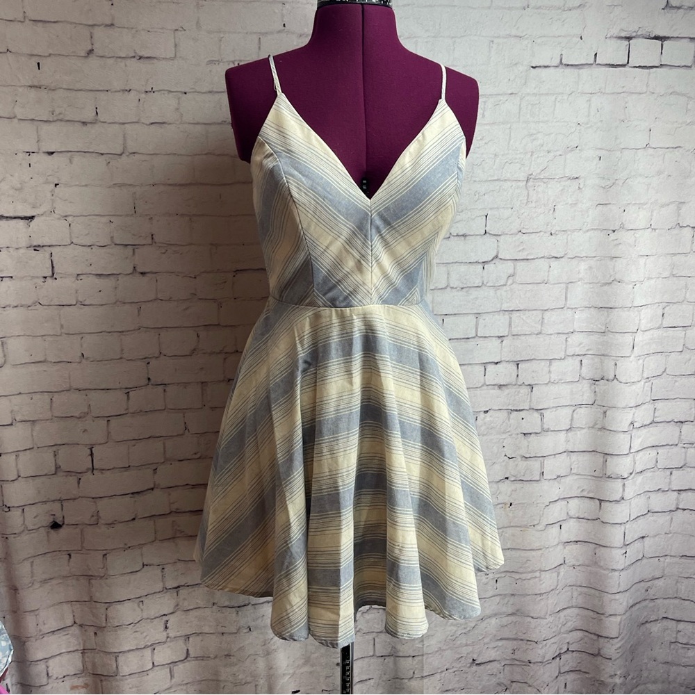 Altar’d State size small blue and cream striped dress fit and flare